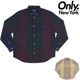 オンリーニューヨーク シャツ ONLY NY OMBRE PLAID POCKET SHIRT 長袖シャツ チェックシャツ ONLY NEWYORK