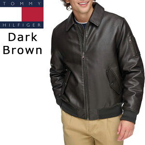 �g�~�[�E�q���t�B�K�[ �A�E�^�[ TOMMY HILFIGER FAUX LEATHER CLASSIC MILITARY BOMBER �W���P�b�g �W�����p�[ �u���]�� �t�H�b�N�X���U�[�W���P�b�g �g�~�[�q���t�B�K�[ 153AU029 JACKET