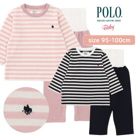 ★ 送料無料 ★ POLO BCS Baby キッズ 長袖 パジャマ 95-100cm [ ポロ ビーシーエス ベビー 女児 女の子 子供 95cm 100cm パジャマ ルームウェア 腹巻き ダンボール 秋 春 ボーダー柄 ポニー ホース 刺繍 ギフト プレゼント 誕生日 入院 お泊り クリスマス 寝巻 カイタック ]