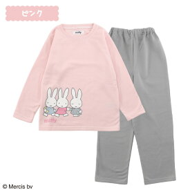 ミッフィー キッズ パジャマ 上下 セット 長袖 [ miffy ルームウェア セット 女児 女の子 子供 120cm 130cm 140cm 150cm 秋 冬 シャギー 裏起毛 フロントプリント キャラクター ギフト プレゼント 贈り物 ナイトウェア 誕生日 修学旅行 合宿 学校 カイタック ファミリー ]