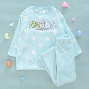 すみっコぐらし キッズ パジャマ 長袖 ミンクフリース [ 130cm 140cm 150cm 秋 冬 女の子 子供 子供服 子供パジャマ 女児 ガールズ ジュニア ルームウェア ねこ とんかつ ドット 水玉 プレゼント san