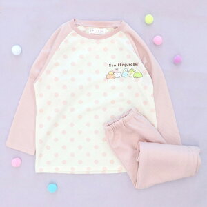 すみっコぐらし キッズ パジャマ 長袖 キルト [ 130cm 140cm 150cm 秋 春 女の子 子供 子供服 子供パジャマ 長袖パジャマ ジュニア ルームウェア 上下セット ねこ とんかつ ドット 水玉 女児 ガール
