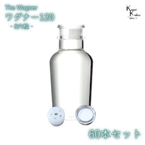 キャップ付 ボトル 瓶 「ワグナー瓶120 6穴栓 60本セット」 透明瓶 ガラス瓶 保存瓶 調味料 スパイス 塩 ソルト 香辛料 調味料容器 スパイス容器 香辛料容器 スパイスボトル ミニ かわいい