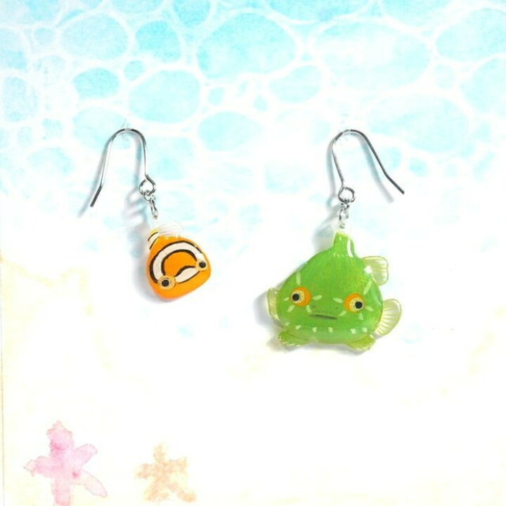 楽天市場 ダンゴウオ ピアス イヤリング 海の生き物 熱帯魚 魚 かわいい おしゃれ キラキラ ハンドメイド レディース 留め具 魚のアクセサリー アクセサリー カイセイ加工 透明屋パク