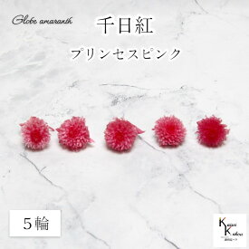 大地農園！プリザーブドフラワー 　5輪【千日紅　センニチコウ プリンセスピンク】ヘッドのみ　プリザ　花材 ハーバリウム おしゃれ かわいい プレゼント 贈り物　オオチノウエン