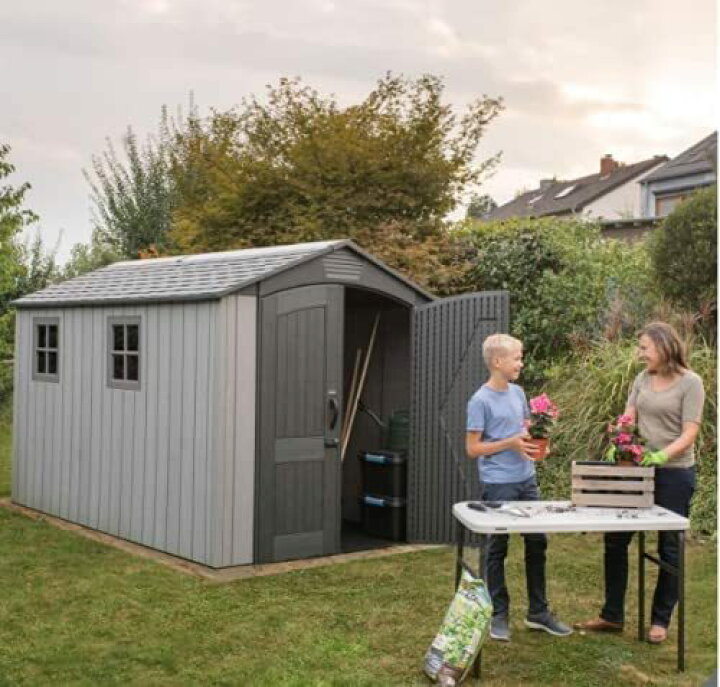 在庫僅少！イスラエル製！ 関東・関西・中部エリア格安料金で組立て可能！送料無料(沖縄・北海道・離島を除く)☆KETER ケター ダーウィン Darwin  屋外 物置 収納庫 大型 ストッカー 園芸用品 ガーデニング タイヤラック  置き場 おしゃれ 木調)★SDGs提携協力倉庫より発送★ ケター ダーウィン物置