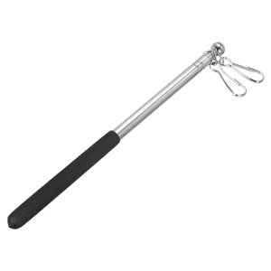 PATIKIL フラッグポール ハンドヘルドの旗 手持ち旗竿 伸縮式 1M 持ち運び可能 ステンレス鋼 ツアーガイド 5セクション ブラック