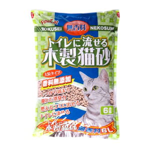 常陸化工 FineCat トイレに流せる木製猫砂 大粒 無香料 6L 単品
