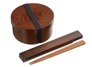 カクセー 弁当箱 曲げわっぱ 風 お弁当箱 丸型 500 食洗機対応 電子レンジOK 箸 箸ケース ゴムバンド 付き 日本製 TW-12