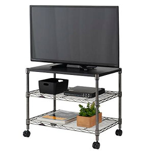 ドウシシャ ルミナス ブラック 幅60 3段 テレビ台 テレビラック ローボード 艶のある黒色 キャスター付き スチールラック 収納棚 棚板 ス