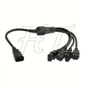 HT�P�[�u��IEC320 C14 4 x C13 UPS PDU Y�X�v���b�^�R���s���[�^PC�d���R�[�h10A 250V�����P�[�u���i60cm�i