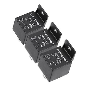 ACROPIX 自動車用モーターヒューズ リレースイッチ電源 ユニバーサル JD1912 4ピン DC 12V 40A ブラック 3個