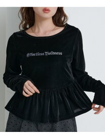 【SALE／81%OFF】【Kastane】ロゴペプラムベロアトップス PAL GROUP OUTLET パル グループ アウトレット トップス カットソー・Tシャツ ブラック ホワイト【RBA_E】[Rakuten Fashion]