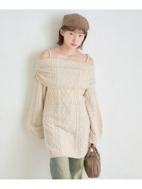 【SALE／75%OFF】【mystic】[mline]オフショル ケーブルニットワンピース PAL GROUP OUTLET パル グループ アウトレット ワンピース・ドレス その他のワンピース・ドレス グレー ブルー ベージュ【RBA_E】[Rakuten Fashion]