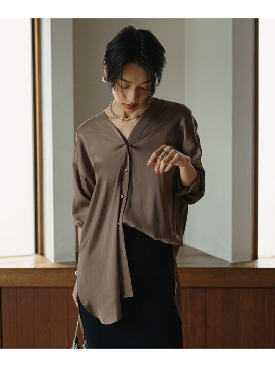 楽天市場】【SALE／57%OFF】【Loungedress】サテンバイヤスブラウス 