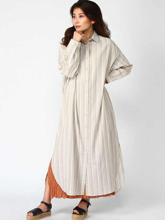 楽天市場】【SALE／65%OFF】ストライプシャツワンピース DouDou パル 