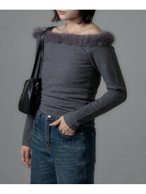 【SALE／78%OFF】【mystic】ファーオフショルニット PAL GROUP OUTLET パル グループ アウトレット トップス ニット ブラック ベージュ グレー【RBA_E】[Rakuten Fashion]