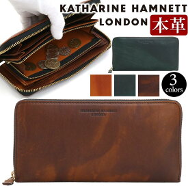 長財布 メンズ レディース KATHARINE HAMNETT LONDON キャサリンハムネット ロンドン 財布 ラウンドファスナー財布 ロングウォレット 牛革 革 革財布 ユニセックス 男性 男 メンズ財布 本革 お財布 おしゃれ ビジネス チョコ 茶 仕事 通勤 上質 人気 490-59204 【CPT】