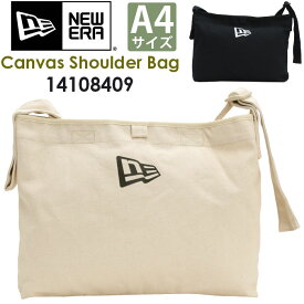 NEW ERA ニューエラ Canvas Shoulder Bag キャンバスショルダー ショルダーバッグ 斜め掛け 肩掛け 新作 正規品 メンズ レディース ユニセックス 男性 女性 8L A4 丈夫 通学 通勤 普段使い 買い物 お出かけ レジャー コットン 綿 黒 ブラック ベージュ 14108409