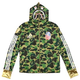 A BATHING APE BAPE x adidas / ベイシングエイプ ベイプ アディダスSHARK HOODIE / シャーク フーディ パーカーMULTICOLOR GREEN CAMO / マルチカラー グリーン 緑 カモ迷彩2019SS 国内正規品 新古品【中古】