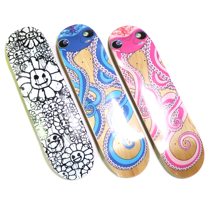 TAKASHI MURAKAMI / 村上隆Octopus Skate Deck & MADSAKI Flower Skate Deck  Set/オクトパス マサキ フラワー スケボーデッキ セットBLUE & PINK & WHITE / ブルー ピンク 青 桃 タコ ホワイト 