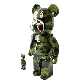 MEDICOM TOY × mastermind × A BATHING APE BAPE / メディコム トイ マスターマインド ベイシングエイプ ベイプBE@BRICK 100% ＆ 400% /ベアブリックGREEN / グリーン2020SS 国内正規品 新古品【中古】