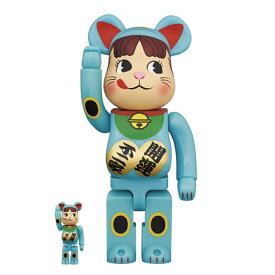 MEDICOM TOY Be@rbrick Maneki Neko Pecochan Blue Phosphorescent 100％ ＆ 400％ /メディコムトイ ベアブリック 招き猫 ペコちゃん 青蓄光 100％ ＆ 400％　2021SS 国内正規品 新古品【中古】