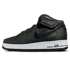 2022 STUSSY × NIKE / ステューシー ナイキAir Force 1 Mid "Black/Black" /エア フォース 1 ミッド ブラック ブラック【DJ7840-001】正規品 新古品【中古】