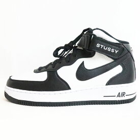 2022 STUSSY × NIKE / ステューシー ナイキAir Force 1 Mid "Black and Light Bone" /エア フォース 1 ミッド ブラック アンド ライトボーン【DJ7840-002】正規品 新古品【中古】