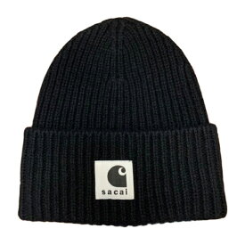 Carhartt x sacai / カーハート × サカイBeanie / ビーニー ニットキャップBlack / ブラック 黒2023AW 国内正規品 新古品【中古】