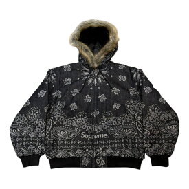 2025SS Supreme Bandana Jacquard Denim Hooded Work Jacket シュプリーム バンダナ ジャガード デニム　フーデッドワークジャケットBlack / ブラック 黒正規品 新古品【中古】