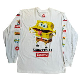 Supreme x SpongeBob Castelli Racing L/S Tee "White" / シュプリームスポンジポブ カステリロングTシャツ2025SS 正規品 新古品【中古】