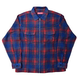 Supreme Studded Shadow Plaid Zip Up Shirt "Navy"シュプリーム スタッズ シャドウプレイド ジップアップシャツ "ネイビー"2025FW 正規品 新古品【中古】