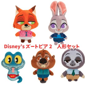 ディズニー ズートピア 2 ミニ ぬいぐるみ 5体セット ズートピア2 人形 ぬいぐるみ（約7.6cm） キャラクター ギフト 誕生日 映画 Disney Zootopia 2 ニック・ワイルド ジュディ ホップス ゲイリー・デ・スネーク ニブルズ・メープルスティック フラッシュ