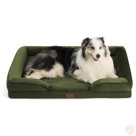 【20日最大4000円クーポン】Bedsure XL 大型 犬用 オーソペディック ドッグベッド 106cm×81cm 関節サポート 4方向枕付 防水・洗えるカバー モスグリーン イヌ 犬 大型犬 中型犬 ソファ 愛犬