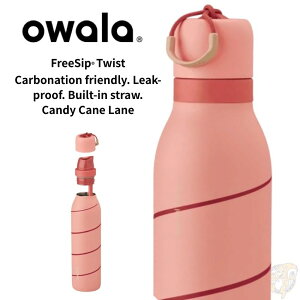 Owala �I���� ���� FreeSip Twist 24oz Candy Cane Lane �L�����f�B�P�C�����[�� 710ml �c�C�X�g�L���b�v �ۗ� �ۉ� �X�e�����X�{�g�� �X�g���[�t�� ������ 2WAY �Y�_�Ή� �C�O���� ���{������ ���s�A�� �M