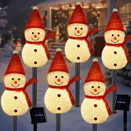 クリスマス イルミネーション ソーラーライト 屋外 6本セット スノーマン 雪だるま 防水 ガーデン パーテ…