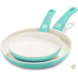 �y�N�[�|���z�M���zGreenLife 2 Piece Non-Stick Ceramic 7 Inch and 10 Fry Pan Set with Soft Grip, Turquoise by GreenPan [���s�A���i] ��������