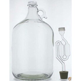 1 Gallon Glass Wine Fermenter-INCLUDES Rubber Stopper and Twin Bubble 送料無料