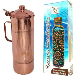 yő2000~N[|25`zPure Copper Water Bottle 850 Ml For Storage -Yoga Health