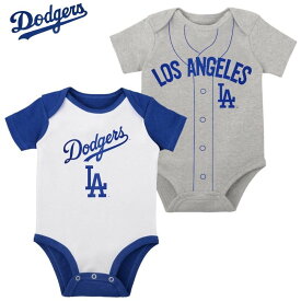 ロサンゼルス ドジャース ユニフォーム風 ベビー服 女の子 男の子 ギフト LA Los Angeles Dodgers 幼児用 ボディースーツ 2セット MLB公式 ロンパース 出産祝い 野球 メジャーリーグ