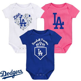 ロサンゼルスドジャース ベビー服 女の子 3パック 幼児 MLB公式 LAロゴ Los Angeles Dodgers 出産祝い 野球 メジャーリーグ ギフト