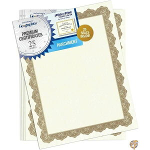 y1000~/555~N[|26ԁzParchment Paper Certificates, 8-1/2 x 11, Optima Gold Border, 25/Pack 
