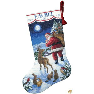 Santa's Arrival Stocking Counted Cross Stitch Kit-16" Long 14 Count 