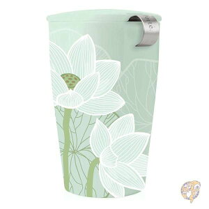 Tea Fort KATI Single Cup Loose Leaf Brewing System, Insulated Ceramic with Infuser and Lid, Lotus by Forte 