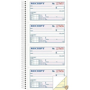 Money/Rent Receipt Spiral Book, 2-3/4 x 4 3/4, 2-Part Carbonless, 200