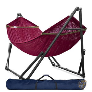 ダブルハンモック スタンド付き 2人用/折りたたみ式ハンモック ポータブルケース付き キャンプ U34Y Tranquillo トランクィロ