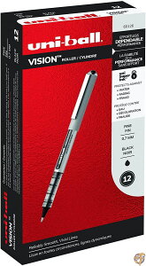 Vision Roller Ball Stick Waterproof Pen, Black Ink, Fine, Dozen (���s�A���i) ��������