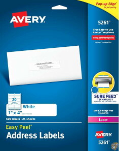 Easy Peel Laser Address Labels, 1 x 4, White, 500/Pack (sAi)