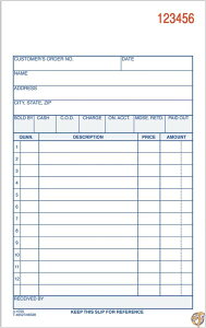 Carbonless Sales Order Book, Three-Part Carbonless, 4-3/16 x 7 3/16, 50 Sheets (sAi)